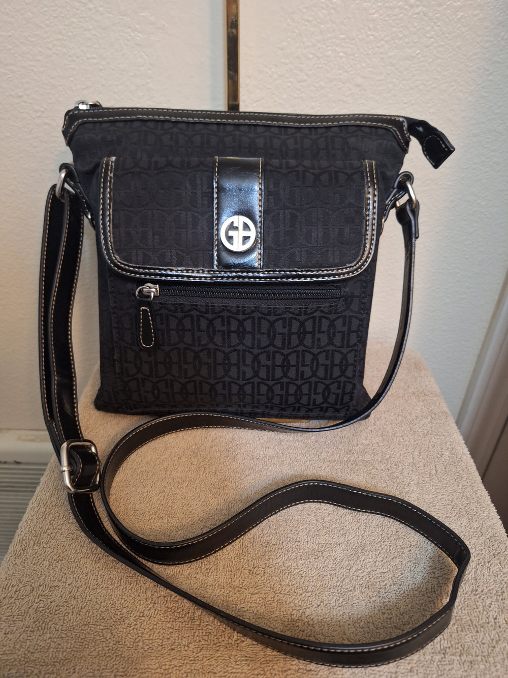 Giani Bernini Black Logo-Pattern Crossbody Bag